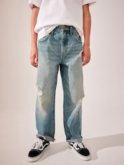 Blue Tint 100% Cotton Distress Baggy Jeans (3-16yrs) - Image 1 of 8