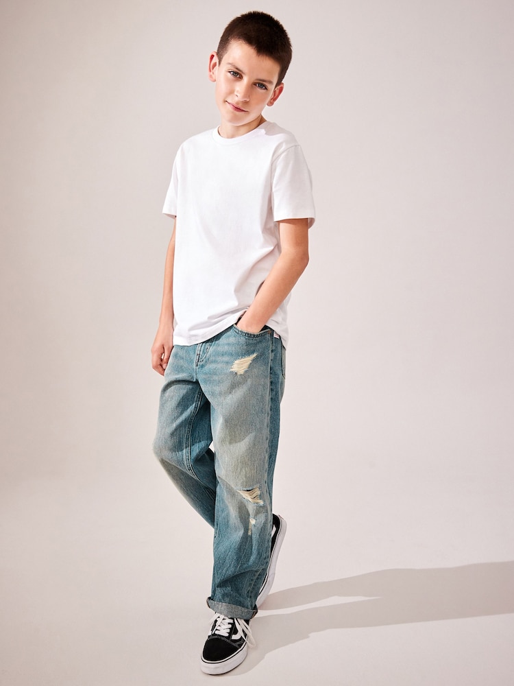 Blue Tint 100% Cotton Distress Baggy Jeans (3-16yrs) - Image 2 of 8