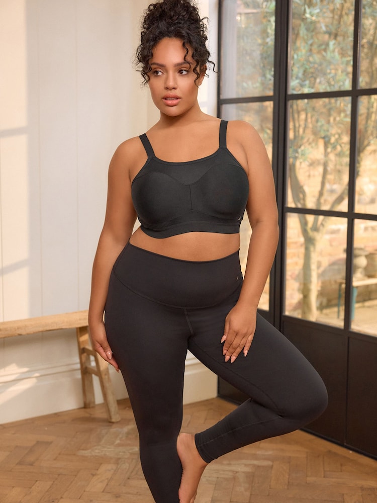 Black Ultimate Support Non Pad Minimising Wired Dry Tech High Impact Sports Bra F-K - Image 2 of 10
