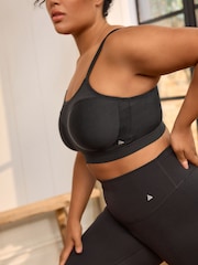 Black Ultimate Support Non Pad Minimising Wired Dry Tech High Impact Sports Bra F-K - Image 3 of 10