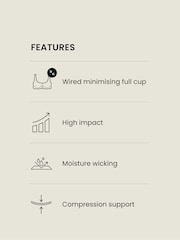 Black Ultimate Support Non Pad Minimising Wired Dry Tech High Impact Sports Bra F-K - Image 4 of 10