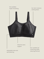 Black Ultimate Support Non Pad Minimising Wired Dry Tech High Impact Sports Bra F-K - Image 5 of 10