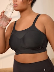 Black Ultimate Support Non Pad Minimising Wired Dry Tech High Impact Sports Bra F-K - Image 7 of 10