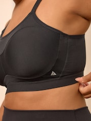 Black Ultimate Support Non Pad Minimising Wired Dry Tech High Impact Sports Bra F-K - Image 8 of 10