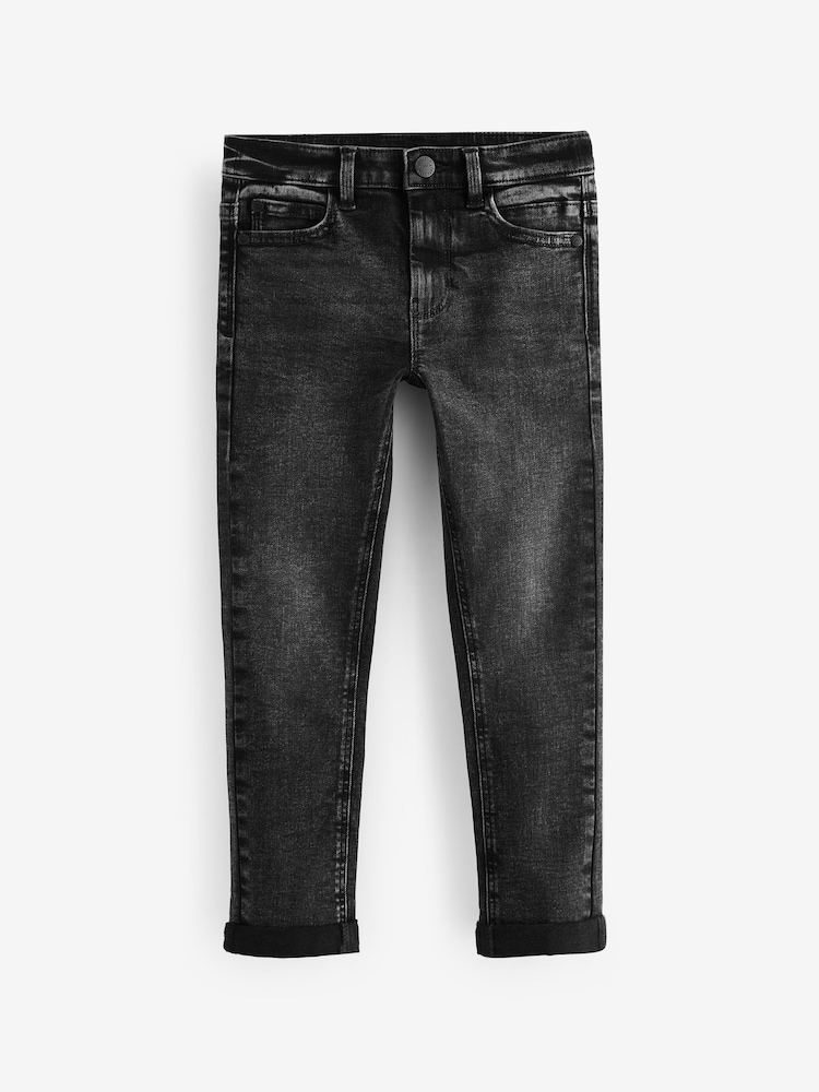 Black Skinny Fit Mega Stretch Adjustable Waist Jeans (3-16yrs) - Image 1 of 3 Black Skinny Fit Mega Stretch Adjustable Waist Jeans (3-16yrs) - Image 1 of 3