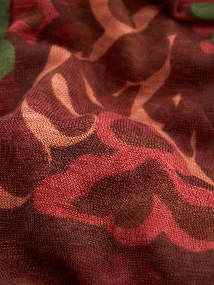 Rust Orange Print Short Sleeve Maxi Shirt Dress - Image 6 of 6