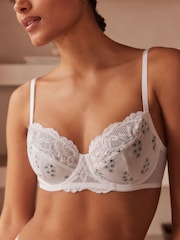 White/Blue Folk Print Single Non Pad Full Cup Bras - Image 5 of 8