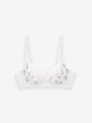 White/Blue Folk Print Single Non Pad Full Cup Bras - Image 7 of 8