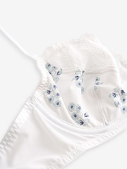 White/Blue Folk Print Single Non Pad Full Cup Bras - Image 8 of 8