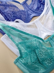 Blue/Green/White DD+ Non Pad Full Cup Lace Bras 3 Pack - Image 11 of 13