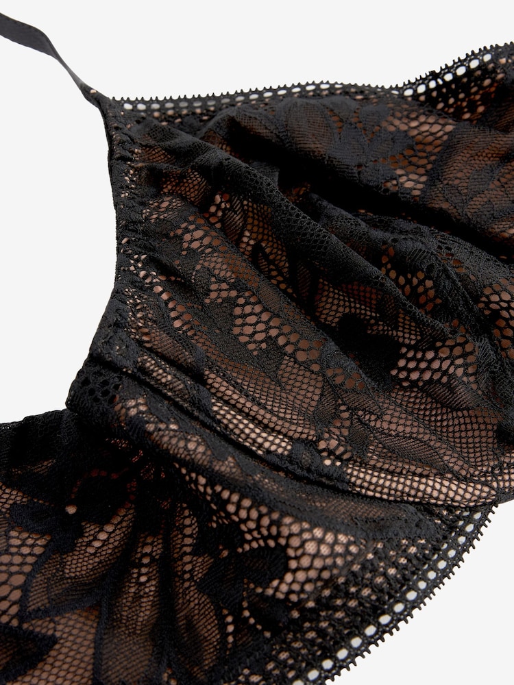 Black DD+ Minimiser Full Cup Floral Lace Bra - Image 6 of 6