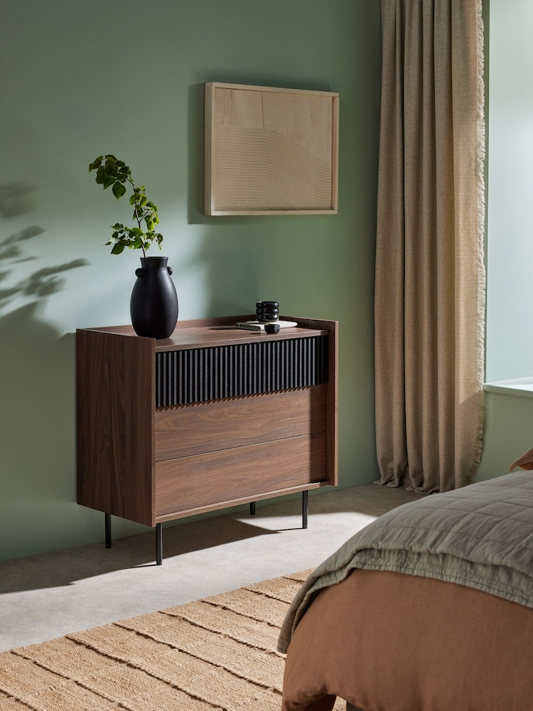 MADE.COM Dark Walnut Effect Blaze 3 Drawer Chest of Drawers - Image 1 of 5