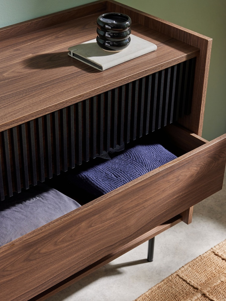 MADE.COM Dark Walnut Effect Blaze 3 Drawer Chest of Drawers - Image 2 of 5