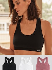Noir/Rose Rose/Blanc - Crop Tops en coton côtelé Ultimate Comfort 3 Pack - Image 1 de 11
