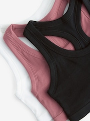 Noir/Rose Rose/Blanc - Crop Tops en coton côtelé Ultimate Comfort 3 Pack - Image 11 de 11