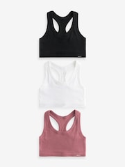 Noir/Rose Rose/Blanc - Crop Tops en coton côtelé Ultimate Comfort 3 Pack - Image 7 de 11