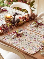 Evans Lichfield Set of 4 Purple Reindeer Christmas Table Placemats & Large Table Runner - Image 2 of 7