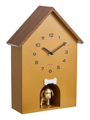 Karlsson Ochre Yellow Dog House W. Wooden Roof Wall Clock - Image 2 of 4
