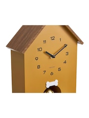 Karlsson Ochre Yellow Dog House W. Wooden Roof Wall Clock - Image 3 of 4