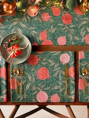 Paoletti Set of 4 Green Pomegranate Table Placemats & Table Runner - Image 3 of 7