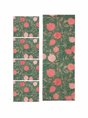 Paoletti Set of 4 Green Pomegranate Table Placemats & Table Runner - Image 4 of 7
