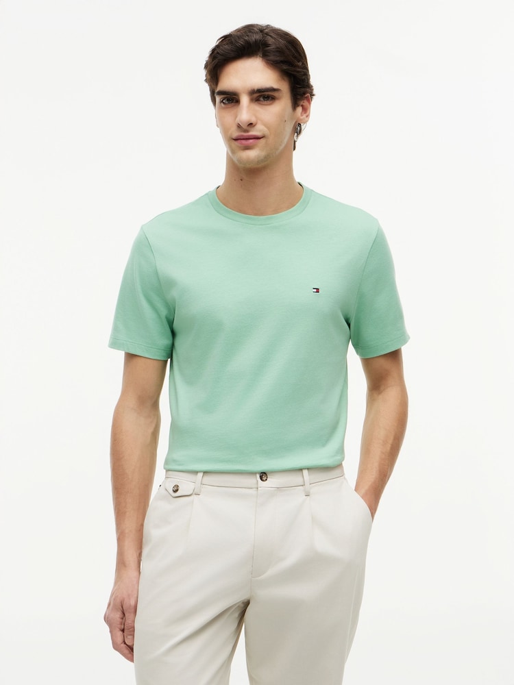 Tommy Hilfiger Green Flag Embroidery Crew Neck T-Shirt - Image 1 of 5