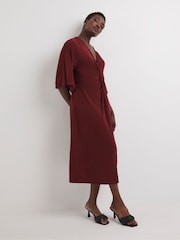 JD Williams Red Wine Slinky Twist Front Dress - Image 1 of 4