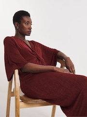 JD Williams Red Wine Slinky Twist Front Dress - Image 3 of 4