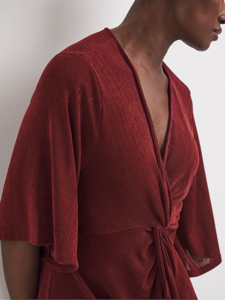 JD Williams Red Wine Slinky Twist Front Dress - Image 4 of 4