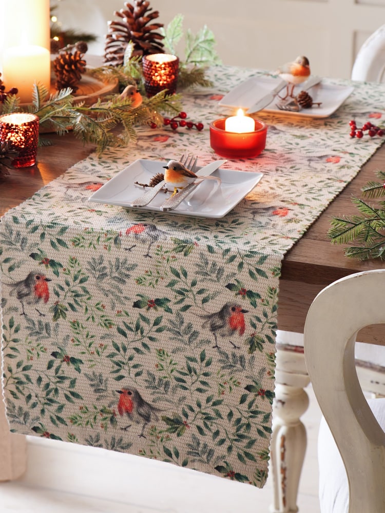 Evans Lichfield Green Robin Christmas Table Runner - Image 1 of 6