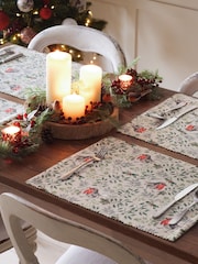 Evans Lichfield Set of 4 Green Robin Christmas Table Placemats & Large Table Runner - Image 2 of 7