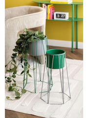Present Time Mouse Grey Retro Green Plant Cool Pot Set - Image 1 of 3
