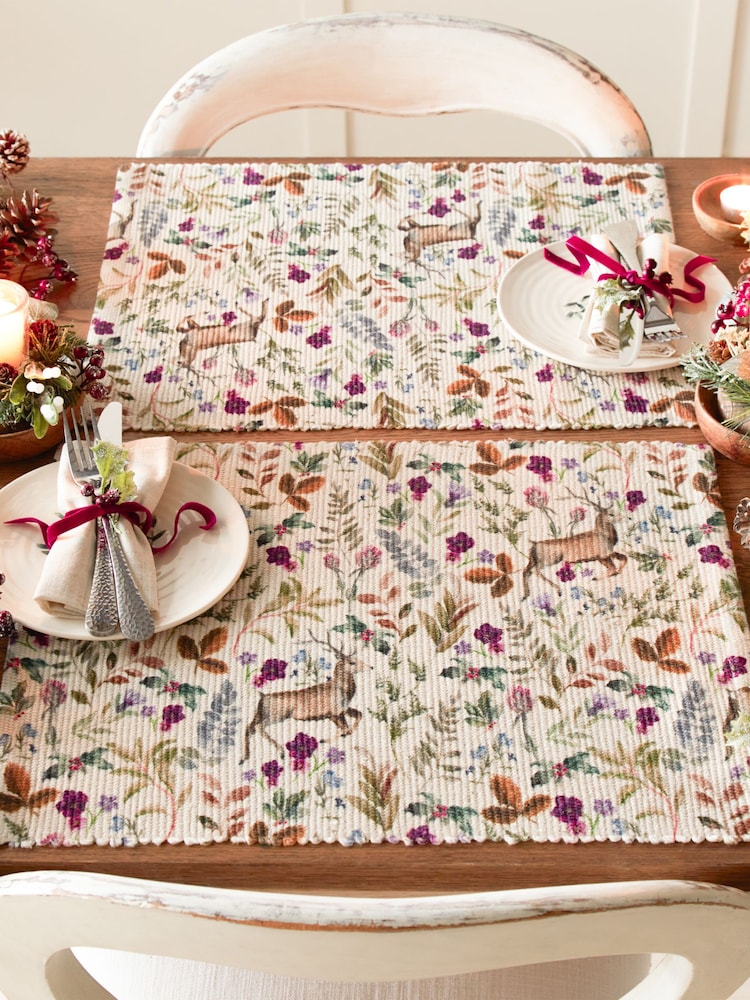 Evans Lichfield Set of 4 Purple Reindeer Table Placemats - Image 2 of 6
