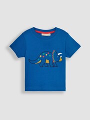 JoJo Maman Bébé Cobalt Blue Triceratops 2-Pack Placement Print T-Shirts - Image 2 of 6