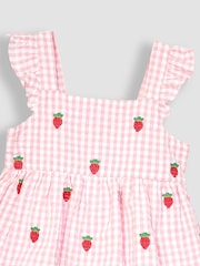 JoJo Maman Bébé Pink 2-Piece Strawberry Seersucker Blouse & Shorts Set - Image 4 of 4