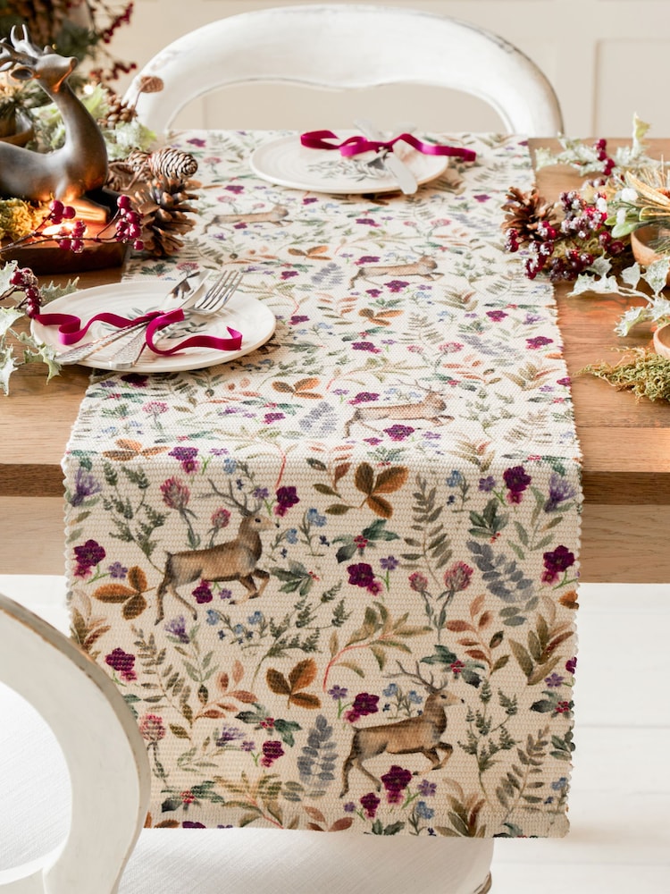 Evans Lichfield Purple Reindeer Christmas Table Runner - Image 1 of 6