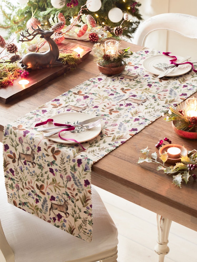 Evans Lichfield Purple Reindeer Christmas Table Runner - Image 2 of 6