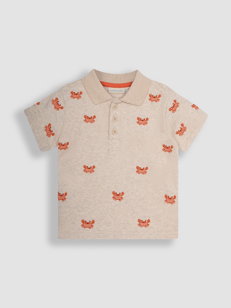 JoJo Maman Bébé Natural Crab Embroidered Polo Shirt - Image 2 of 4