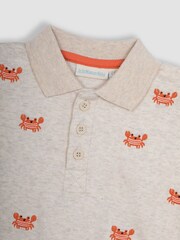 JoJo Maman Bébé Natural Crab Embroidered Polo Shirt - Image 3 of 4