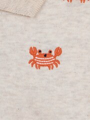 JoJo Maman Bébé Natural Crab Embroidered Polo Shirt - Image 4 of 4