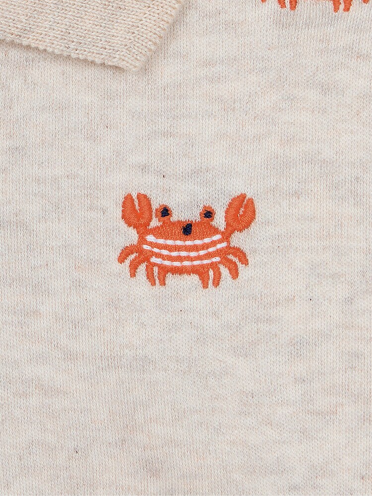 JoJo Maman Bébé Natural Crab Embroidered Polo Shirt - Image 4 of 4