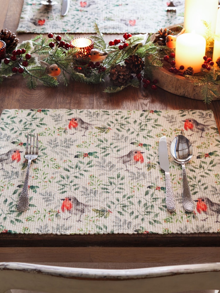 Evans Lichfield Set of 4 Green Robin Table Placemats - Image 1 of 6