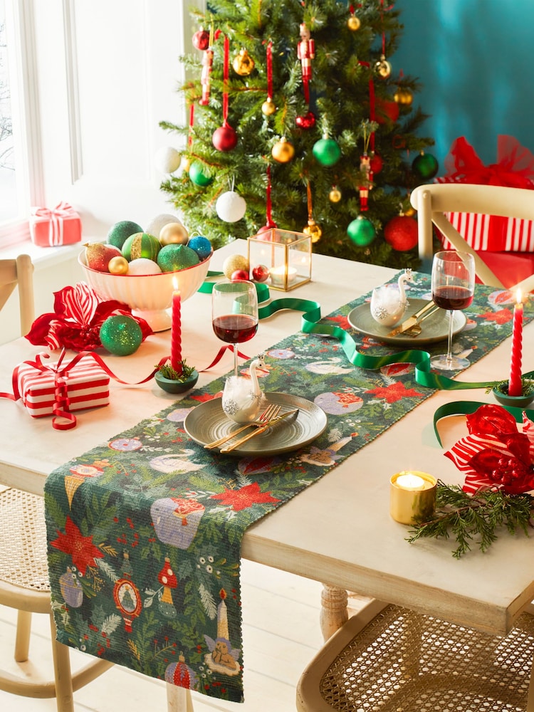 furn. Deck The Halls Christmas Table Runner - Image 1 of 5