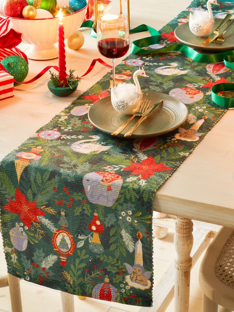 furn. Deck The Halls Christmas Table Runner - Image 2 of 5
