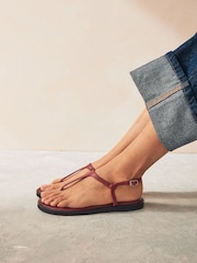 Red Forever Comfort® Standard/Wide Fit Toe Thong Leather Sandals - Image 1 of 8