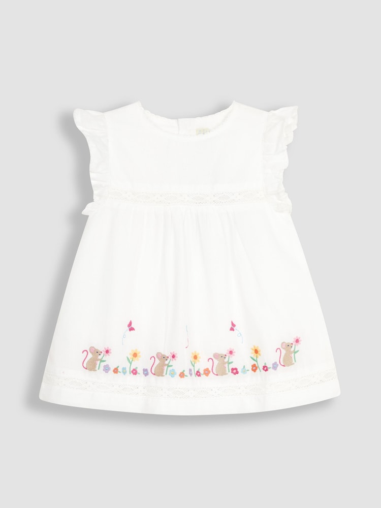 JoJo Maman Bébé White Mouse Embroidered Pretty Blouse - Image 1 of 3