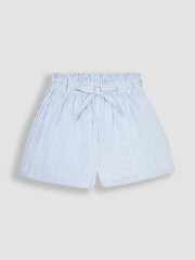 JoJo Maman Bébé Blue 2-Piece Cherry Embroidered Seersucker Blouse & Shorts Set - Image 3 of 4