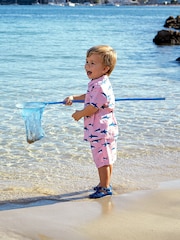 JoJo Maman Bébé Coral 2-Piece Shark Cotton Linen Shirt & Shorts Set - Image 2 of 6