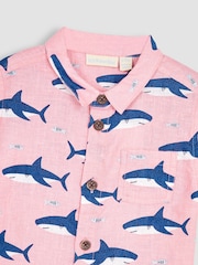 JoJo Maman Bébé Coral 2-Piece Shark Cotton Linen Shirt & Shorts Set - Image 6 of 6