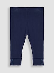 JoJo Maman Bébé Ecru Navy Stripe Whale Appliqué Jersey Sweatshirt & Leggings Set - Image 3 of 4